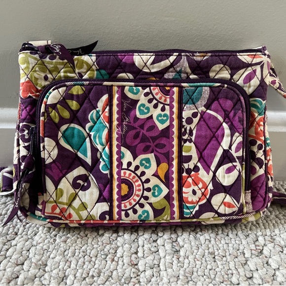 Vera Bradley Handbags - Vera Bradley “Plum Crazy” Women's Shoulder Bag Crossbody, Purple Magenta Floral